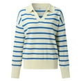 thumbnail image 4 of Women Striped Long Sleeve V-Neck Pullover Sweater, 4 of 7