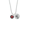 thumbnail image 2 of Delight Jewelry Silvertone Red Paw on Black Disc Silvertone Script Initial Disc - G - Charm Necklace, 20"+3", 2 of 4