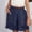 *Dark Blue, variant on ClodeEU Women's Elastic Waist Ruffle Trim Shorts,Casual Lightweight Loose Fit Summer Shorts with Pockets Dark Blue,Women's Plus L