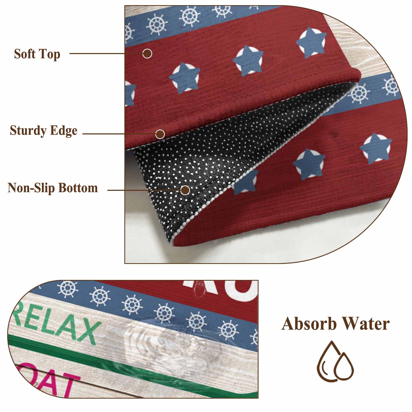 8x10 Area Rugs for Living Room, Lake Rules Non Slip Area Rugs for Kitchen Bedroom Entryway, Red Green Brown Paddle Striped Rudder Wooden Washable Carpet Runner Rug Floor Mats for Bedroom Home Decor