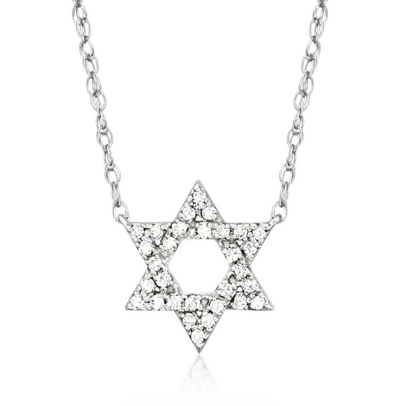 Ross-Simons 0.15 ct. t.w. Diamond Star Of David Necklace in Sterling Silver, Women's, Adult