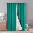 thumbnail image 1 of Faux Silk Blackout Curtains - 2-Panel Sets of 54x84 Room Darkening Black Out Curtains for Bedroom - Durable Thermal Insulated, Sun and Sound Blocking Dark Window Curtain - FS3, 84", Teal, 1 of 4
