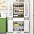 thumbnail image 5 of Costway 63" Tall Bathroom Cabinet with Tempered Glass Doors Adjustable Shelves Large Drawer White, 5 of 10