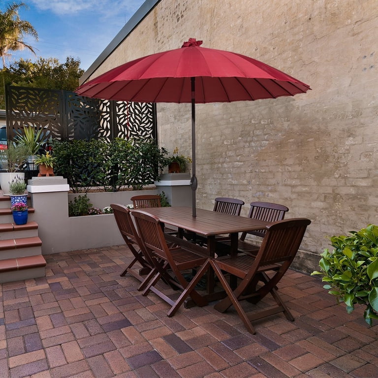 abba patio umbrella 24 rod Abba Patio 8.5-Ft Round Parasol Patio Umbrella with Push Button Tilt and  Crank, 24 Steel Wire Ribs, UV Resistant Fabric, Red