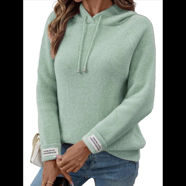 Sudadera con Capucha de Forro Sintético para Mujer, Estilo Holgado y Versátil. Verde XL
