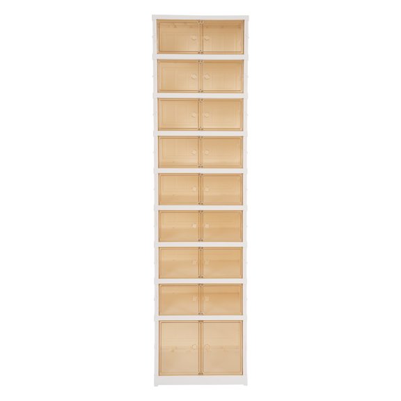 Foldable 9-Tier Shoe Cabinet - Holds 18 Pairs with Wheels (Double Door Plastic Design)