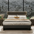 thumbnail image 7 of KOKEBREN King Size Platform Bed Frame with Adjustable Headboard - Linen Fabric Upholstered, Wooden Slats Support, Mattress Foundation, No Box Spring Needed, Grey, 7 of 7