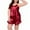 Red, variant on Plus Size Pajamas for Women Satin Pjs Shorts Set Sleeveless Top Lace Wide Leg Shorts Lounge Set Soft Silky Sleepwear