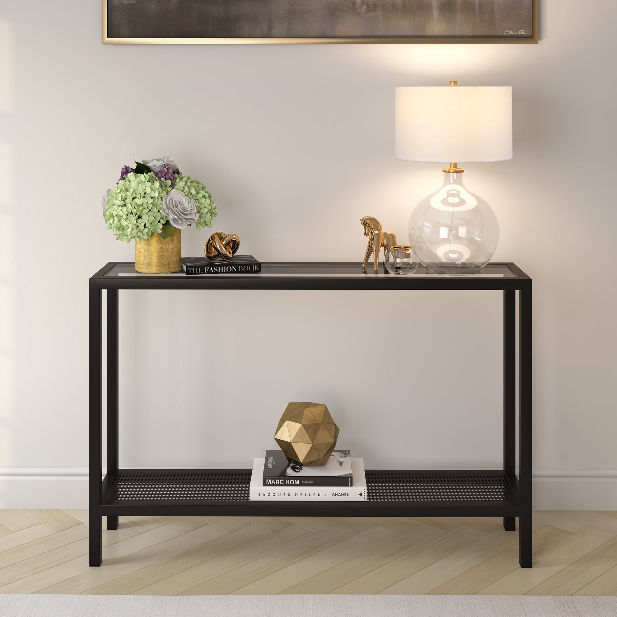 Evelyn&Zoe Modern Transitional Round Glass Table Lamp