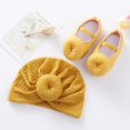 thumbnail image 2 of Newborn Baby Turban Hats and Shoes Set Hospital Hat Nursery Beanie Headwrap Hat Soft Sole Crib Shoes Set, 2 of 9