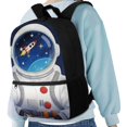 thumbnail image 4 of Uourmeti Astronaut Pattern Spacious Roomy Storage Travel Backpack, 17 Inch Large Capacity School Backpack Trendy Student Bookbag for Men, 4 of 6