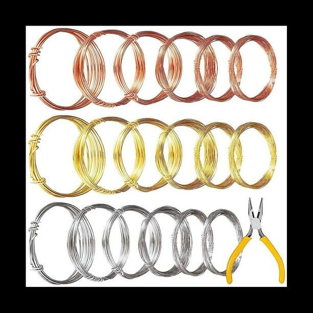 18 Rollos de 420 Pies en Total de Alambre de Cobre para FabricacióN de Joyas con Alicates de Punta Fina, Alambre para Abalorios de JoyeríA, 6 TamañOs, 3 Colores