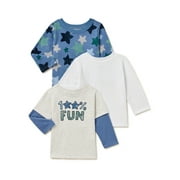 Garanimals Baby Boys Long Sleeve Tee, 3-Pack, Sizes 0 Months-24 Months