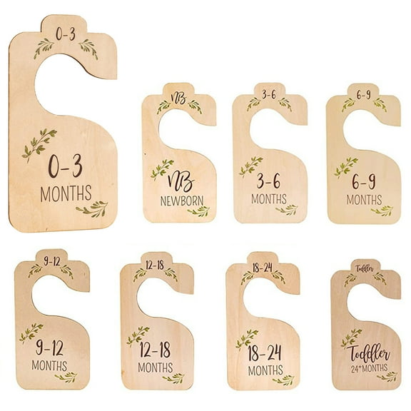 Lieonvis 8-Compartment Wooden Baby Closet Dividers, Rod Mount, Multi-Color, 8 Count