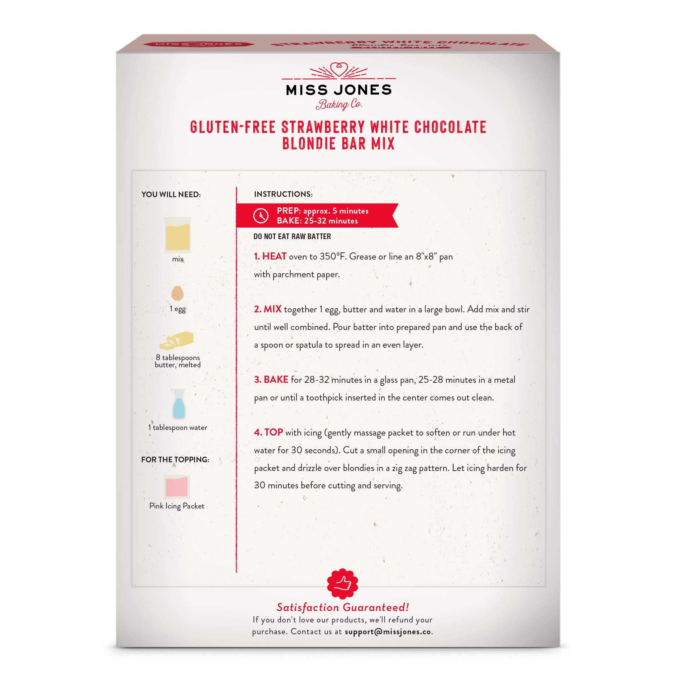 Miss Jones Baking Co. Gluten Free Strawberry White Chocolate Blondie Mix