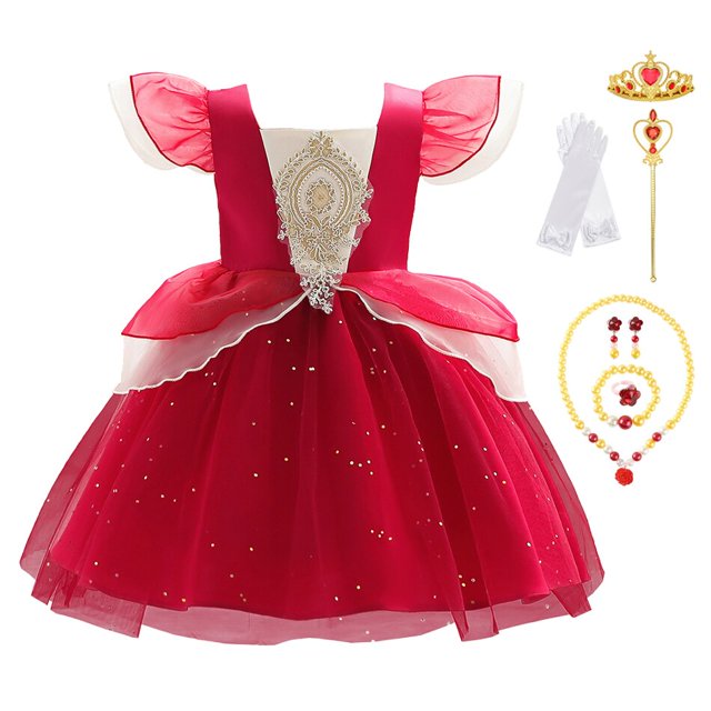 Vestido de novia para niñas de 2 a 10 años, encaje de lentejuelas, tul, princesa, tutú, fiesta elegante, noche, vestido de graduación Formal, ropa 5-6T (etiqueta 120) Gao Jinjia LED