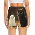 thumbnail image 4 of Running Shorts for Women, Halloween Cute Black Cat Ghost A Workout Athletic Shorts with Pockets, Lounge Yoga Shorts Women, 4 of 7