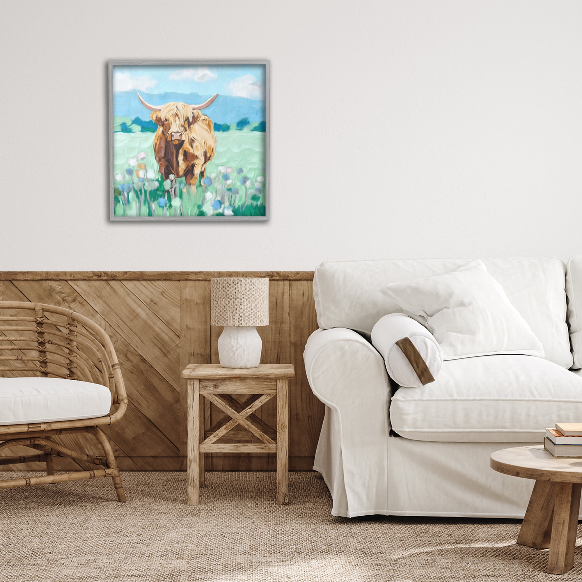 Stupell Industries Blue Sky Highland Gray Framed Giclee Art, design by Kim Allen
