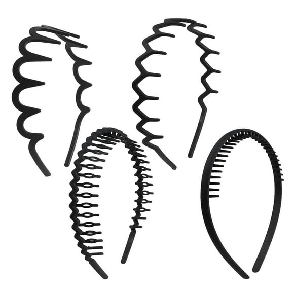 4 PCS Headband with Teeth, Zig Zag Headbands for Women Wavy Headband Black Fashion No Slip Effortless Plastic Headbands Hair Hoop with Teeth Comb Hairband Hair Accessory for Women Girls Men