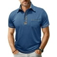 thumbnail image 2 of LpwkSSA Men Casual Round Neck Printing Pullover Fitness Sports Shorts Sleeves T Shirt Blouse Blue XL, 2 of 7
