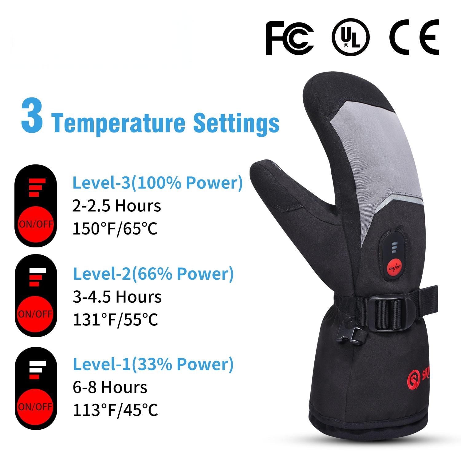 Heated Winter Gloves Rechargeable ，SAVIOR Women Men Ski Gloves Waterproof Mittens Gloves For Winter Outdoor Work Skiing
