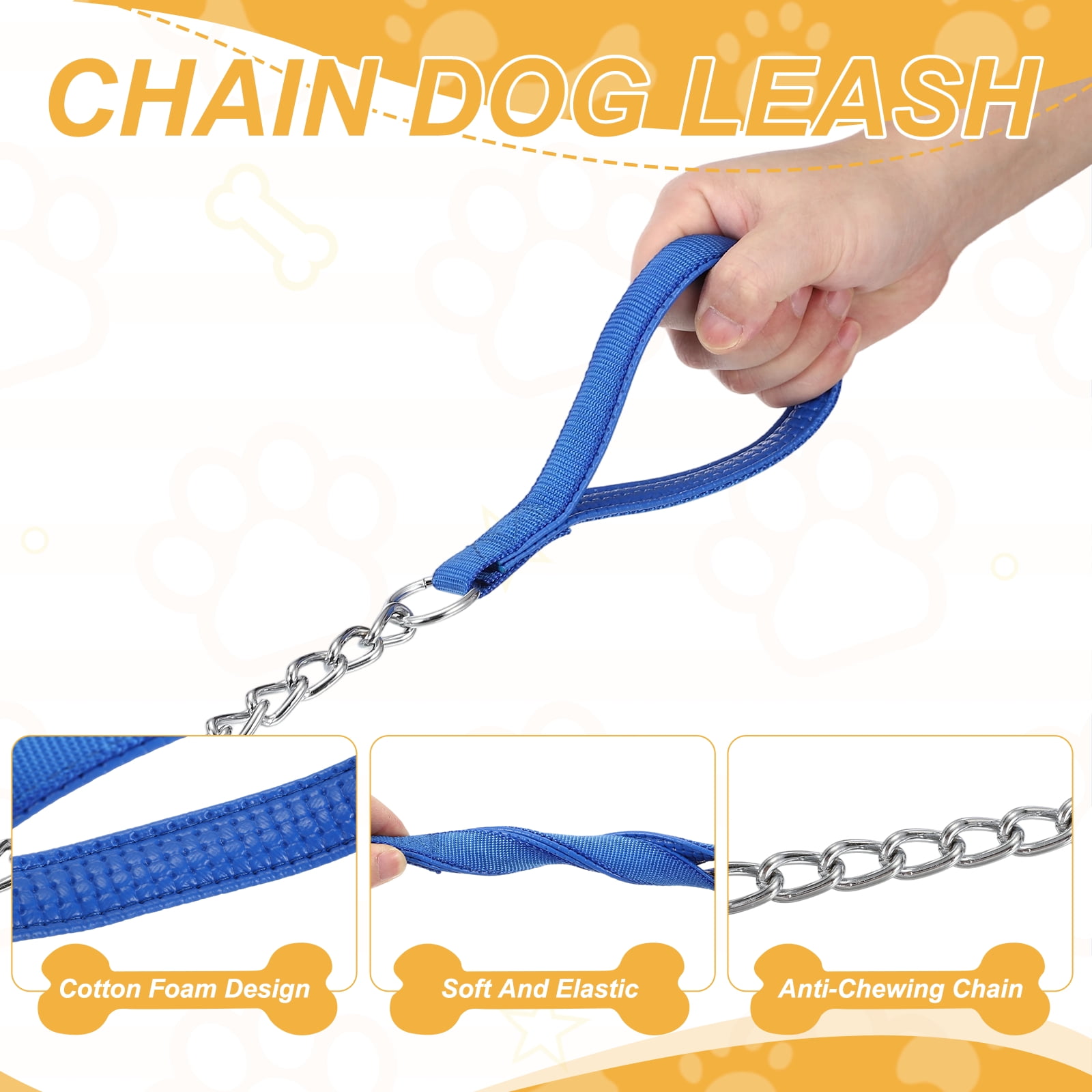 Uxcell Heavy Duty Chain Dog Leash, Metal Chain Dog Leash with Soft Padded Handle ( 4ft x 2 Mm, Red ) for Small Medium Large Pet Puppies Walking Training Traveling