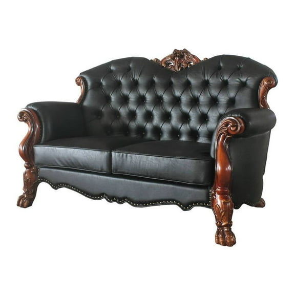 Loveseat w/3 Pillows, Cherry Oak & PU