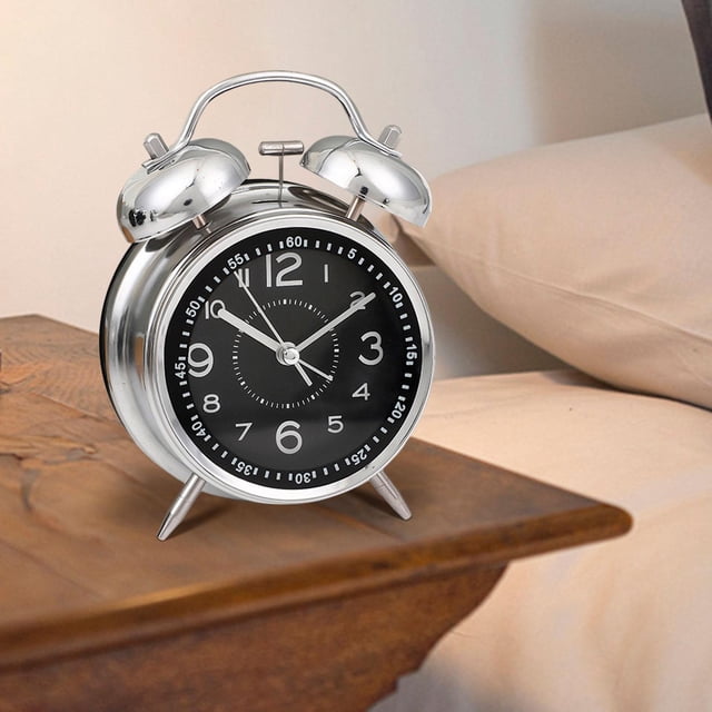 Reloj despertador analógico silencioso Macarena con esfera luminosa para guardería mesita Negro