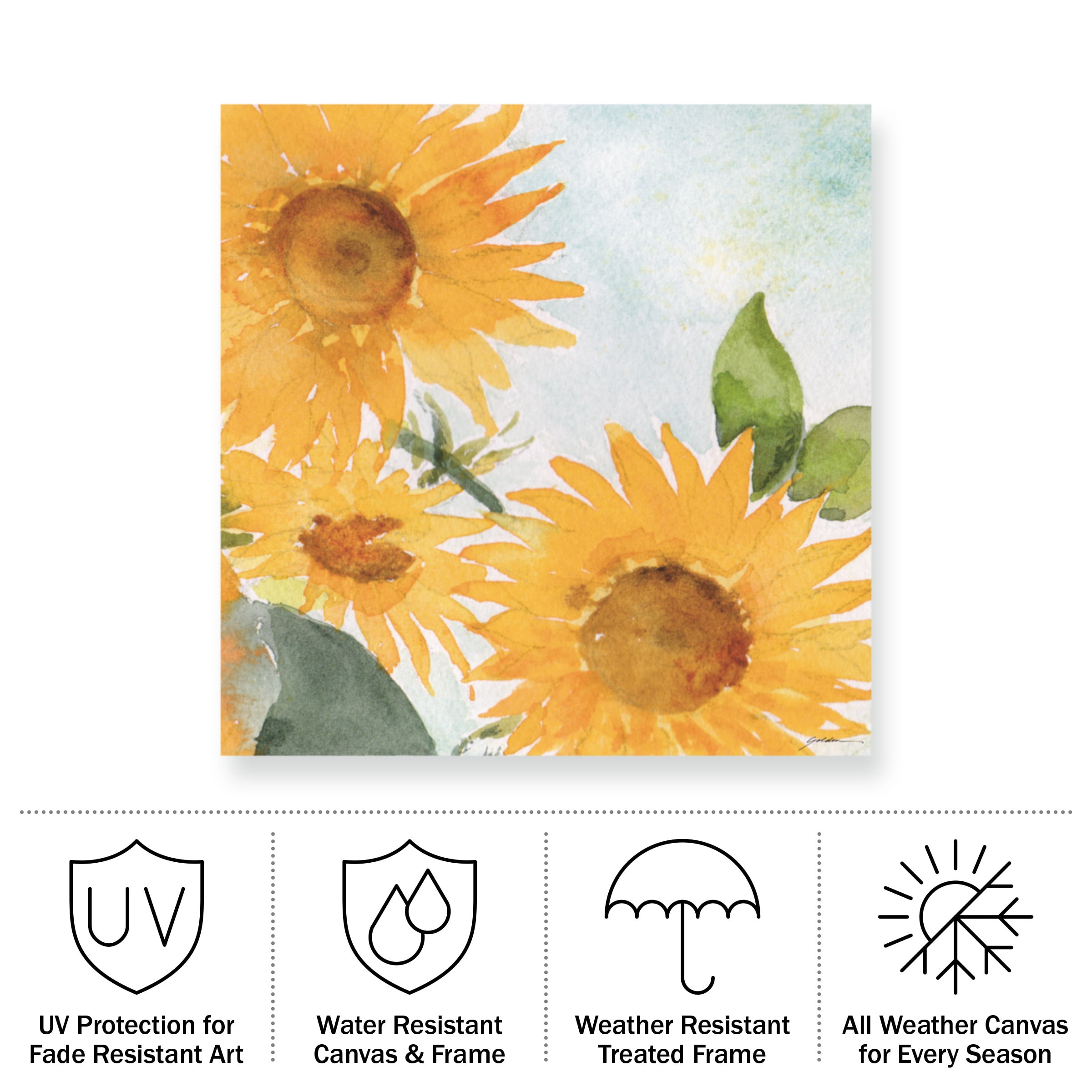 Sheila Golden 'Sunflowers Against The Sky' Outdoor Canvas 14x14