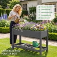 thumbnail image 6 of SERWALL HDPE Raised Garden Bed with Legs, 43"x16"x30" Elevated Planter Box, Outdoor Planter for Vegetables Flowers, 2-Piece, Gray, 6 of 12