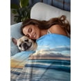 thumbnail image 3 of Summer Beach King Size Flat Sheet, Wrinkleproof & Fadeproof Cooling Flat Bed Sheet Only, Sunset Ocean Coastal Nautical Breathable Soft Bedding Top Sheets 105 x 98 Inches, 3 of 8