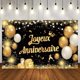 thumbnail image 2 of Fondo de tema de tela decorativa de tela decorativa de banner de fondo de cumpleaños con tema de oro negro JM JM, 2 of 5