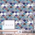 thumbnail image 2 of Walplus Peel and Stick Backsplash Arabesque Green and Blue 3D Tile Decals 8 Sheets 11" x 8", 2 of 7