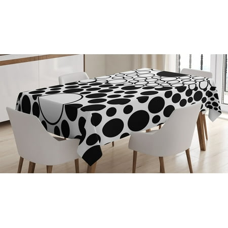 

Ying Yang Decor Tablecloth Abstract Design Stylized Retro Dots Counter Forces of Globe Print Artwork Rectangular Table Cover for Dining Room Kitchen 60 X 84 Inches Black White by Ambesonne
