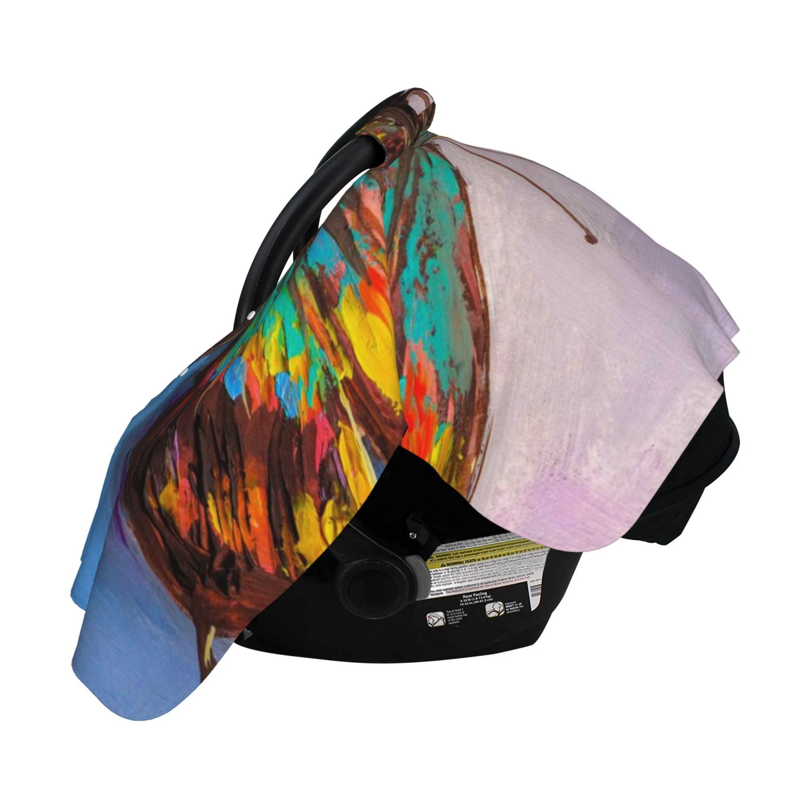 Naloa Oil Painting Beautiful Butterfly Baby Car Seat Cover, Breathable Baby Carrier Cover, Multiuse Baby Carrier Cover & Nursing Breastfeeding Cover