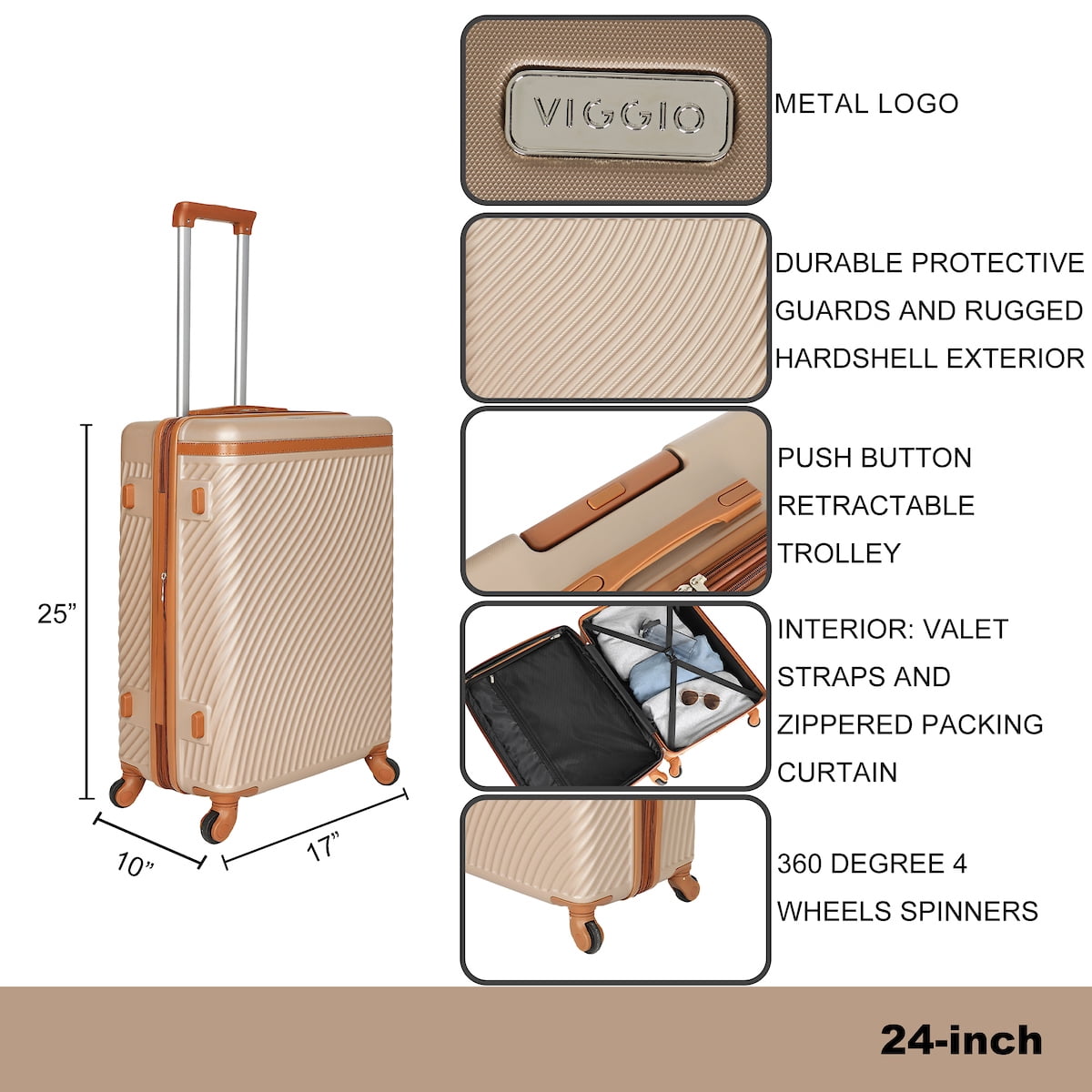 Viggio 8-Piece Packing Cube Brown Luggage Set
