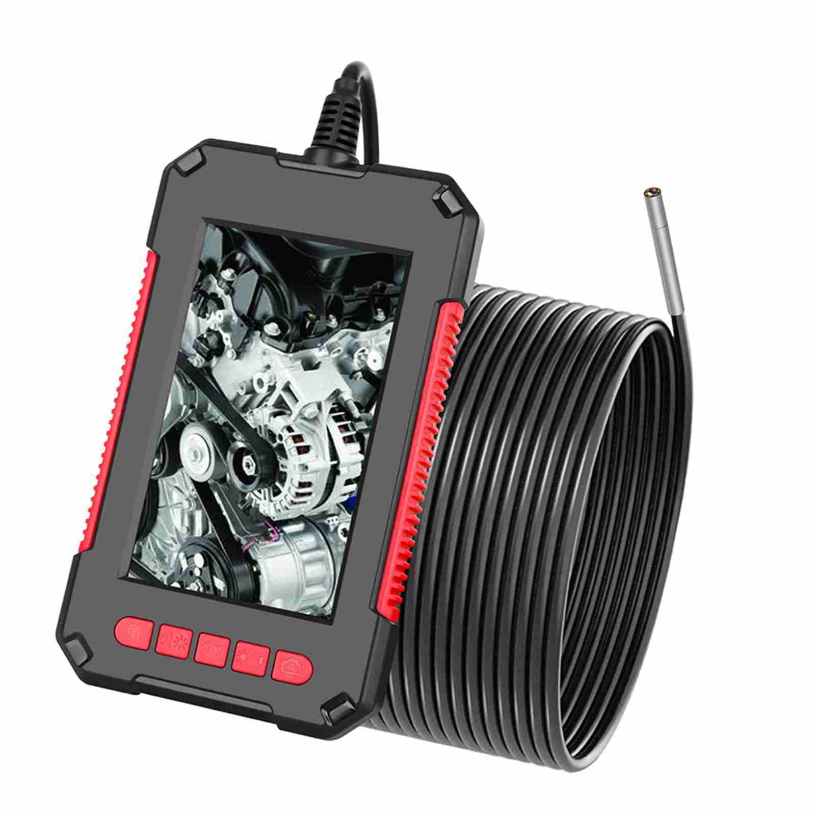 Waterproof Borescope Waterproof P40 Portable Handheld Industrial Endoscope Borescope Inspection Camera IP67 Waterproof 3.9mm Lens Built-in 6pcs Adjustable LEDs with 4.3 Inch High-definition 1080P