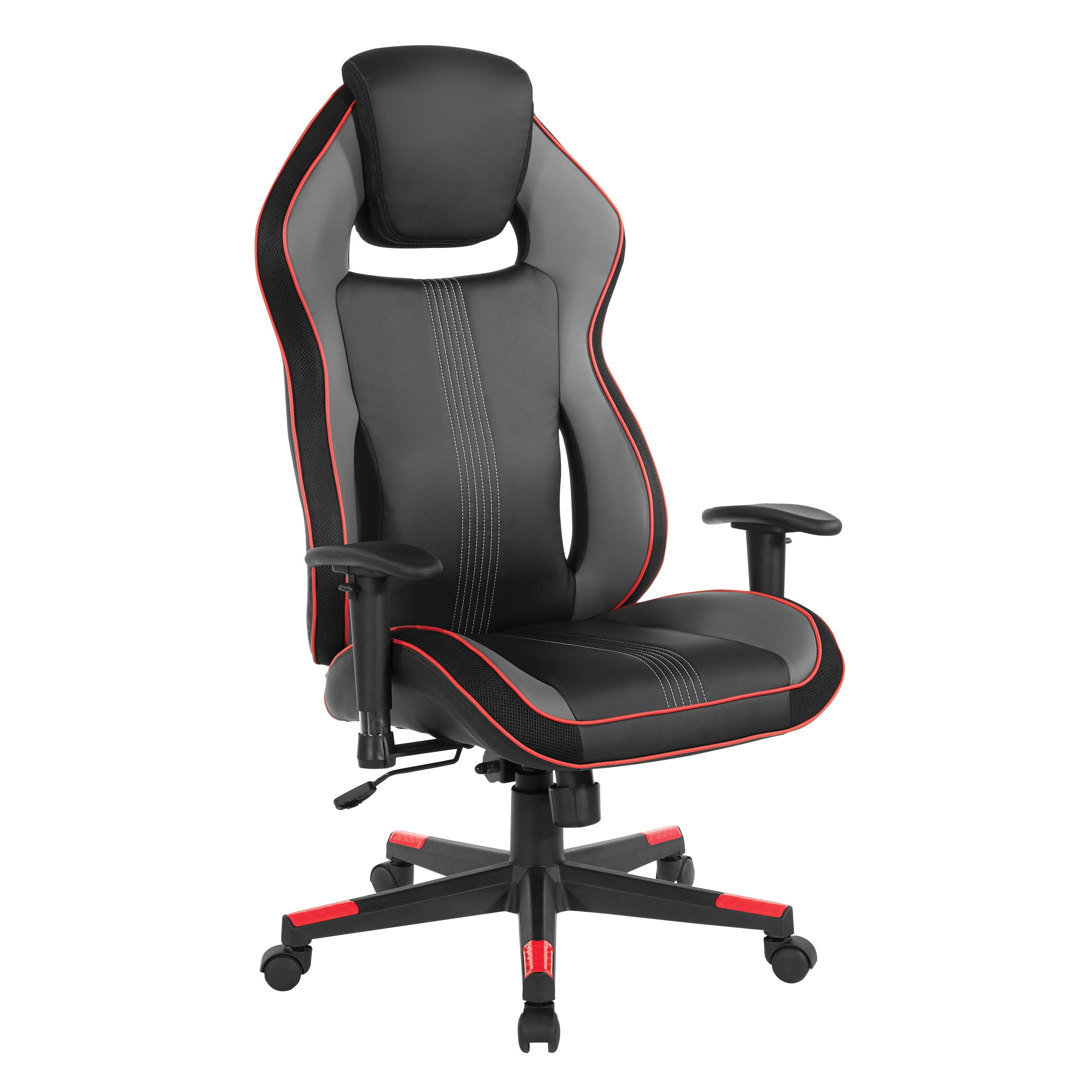 Osp Furniture Adjustable Lumbar Support Gaming Chair Rocker Red Walmart Com