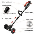 thumbnail image 2 of KingFurt Cordless Brush Cutter 24V Lawn Mower with 2×2.0Ah Li-Ion Battery Powered and 3 Types Cutting Blade Push Wheeled for Yard and Garden Black-Red, 2 of 6