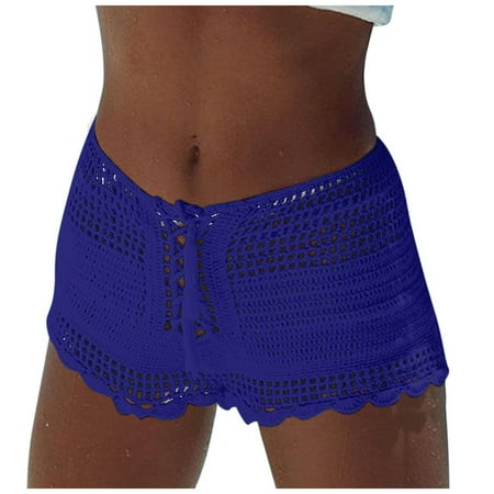 kamemir High Waisted Bikini Bottoms Women s Thong Bikini Bottom(Blue S)