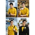 thumbnail image 6 of HISDERN Yellow Dress Shirts for Men Long Sleeve Casual Button Down Shirt Formal Business Gold 2XL, 6 of 11
