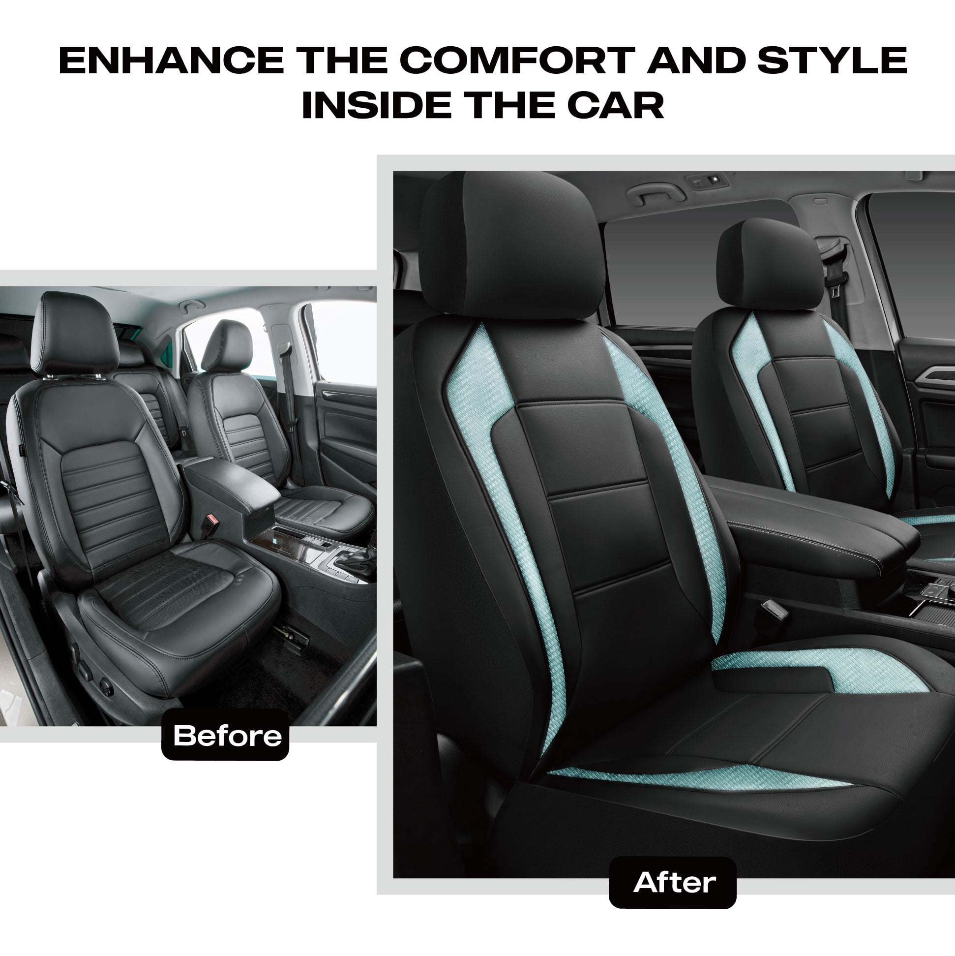 Auto Drive 2-Piece Titanix Green Carbon Fiber Leather Car Seat Covers - Universal Fit, 25SC53