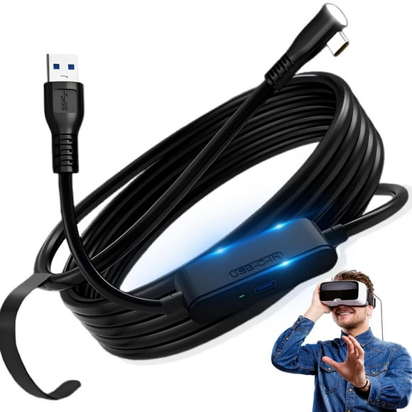 Cable de Enlace VR TRYXZSZ Negro Compatible con Meta y Oculus Quest 1/2/3/3s/Pro USB3.2 Gen1 18W 9V