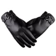 thumbnail image 1 of Men's leather gloves winter warm black soft lining, 1 of 5