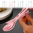 thumbnail image 1 of Plastic Tableware Pink Wheat Straw Cutlery Set 3 Pieces Reusable Knife Fork Spoon Set Portable Travel Tableware Utensils by JASKFLY, 1 of 7