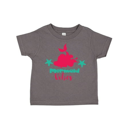 

Inktastic Mermaid Vibes Mermaid Silhouette - Pink Green Gift Toddler Toddler Girl T-Shirt