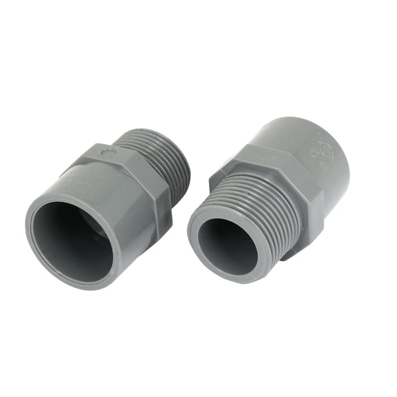 2Pcs 3/4" PT Male Thread Straight Pipe Tube Adapter Connectors Gray