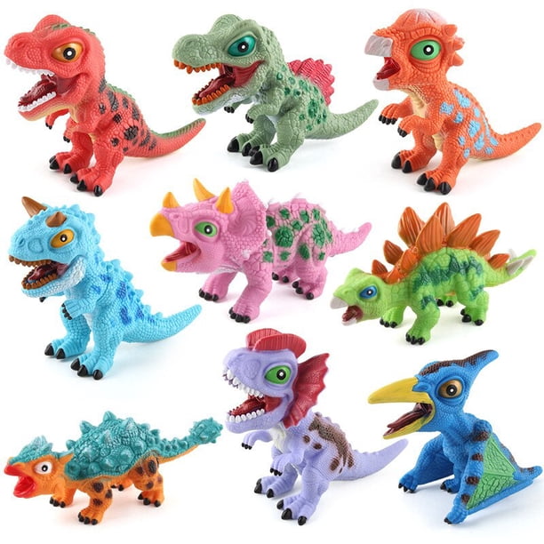 Cute Large Soft Rubber Dinosaur Toy Set Simulation Animal Small Dinosaur Tyrannosaurus Model Small Child Boy Toy heqiyong LED