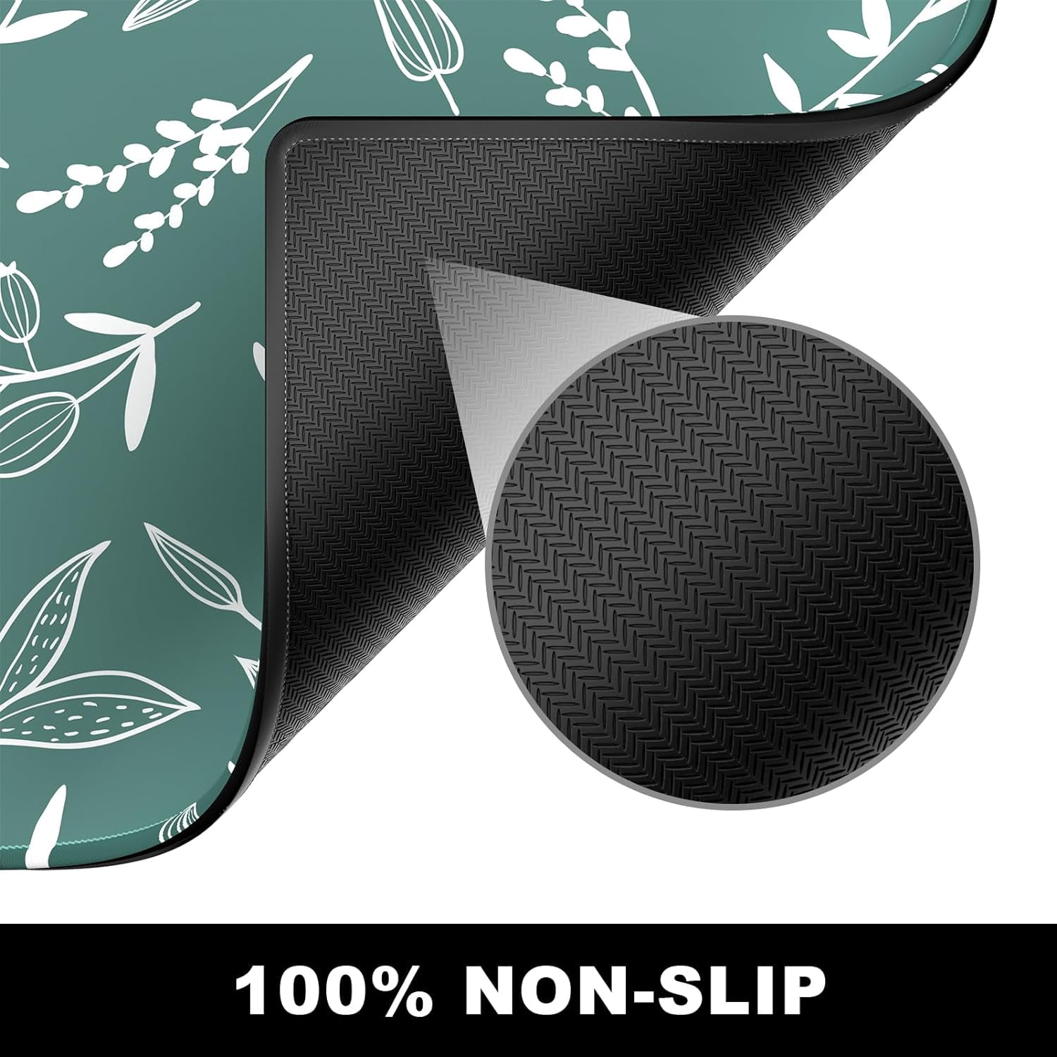 Large Mouse Pad, Desk Pad, XXL XL Extended Gaming Mouse Pad, Desk Mat for Office & Home, Long Keyboard Mat, Huge Mouse Pad, Desktop Full Cover 35.5 x 15.7 Inches, Minimalist Green Flowers
