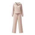 thumbnail image 4 of 2 Piece Sets for Women Fall Outfits Loose Sweatshirt Wide Leg Sweatpants Matching Set Tracksuit Long Sleeve Half Zip Sweatsuit Matching Set, 4 of 4